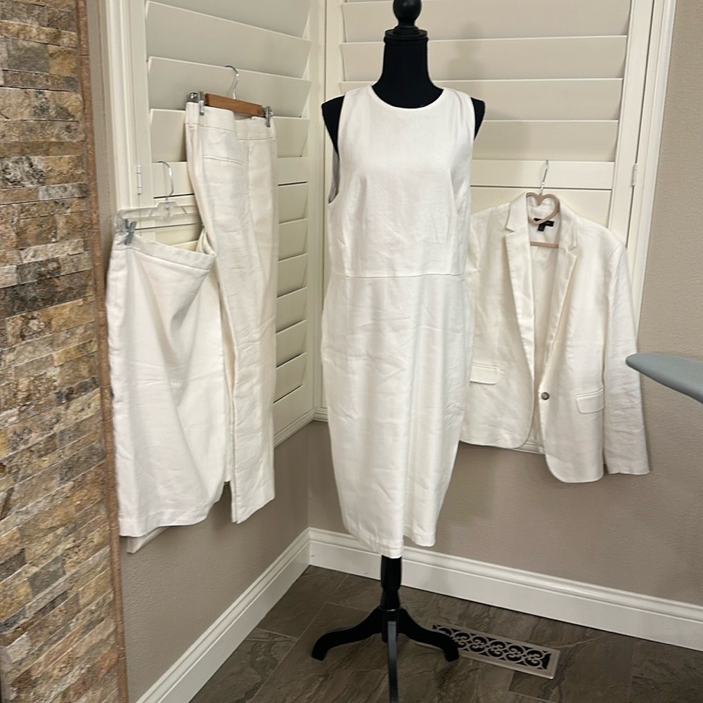 Ann Taylor White Dress and Blazer Set